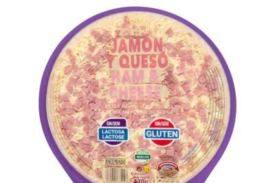 Pizza jamón y queso sin gluten y sin lactosa Hacendado